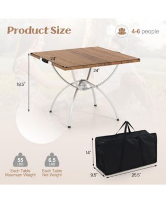 2 Pack Folding Camping Table with Wood-grain Tabletop for Hiking Party