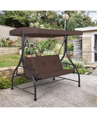 3 Seats Outdoor Swing Hammock with Adjustable Tilt Canopy