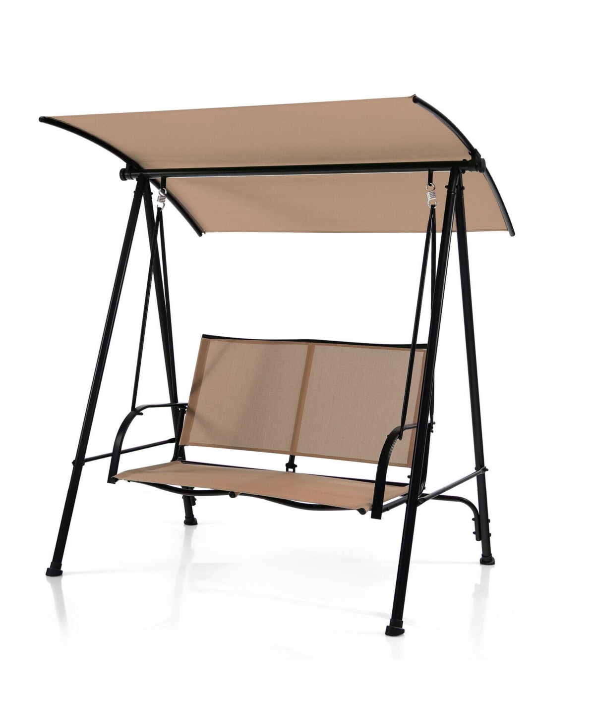 2-Seat Outdoor Canopy Swing with Comfortable Fabric Seat and Heavy-duty Metal Frame - Navy