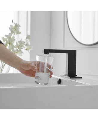 0.78in/20mm,hole size: 0.78in/20mm-1.18in/30mm Automatic Sensor Touchless Bathroom Sink Faucet With Deck Plate In Matte Black