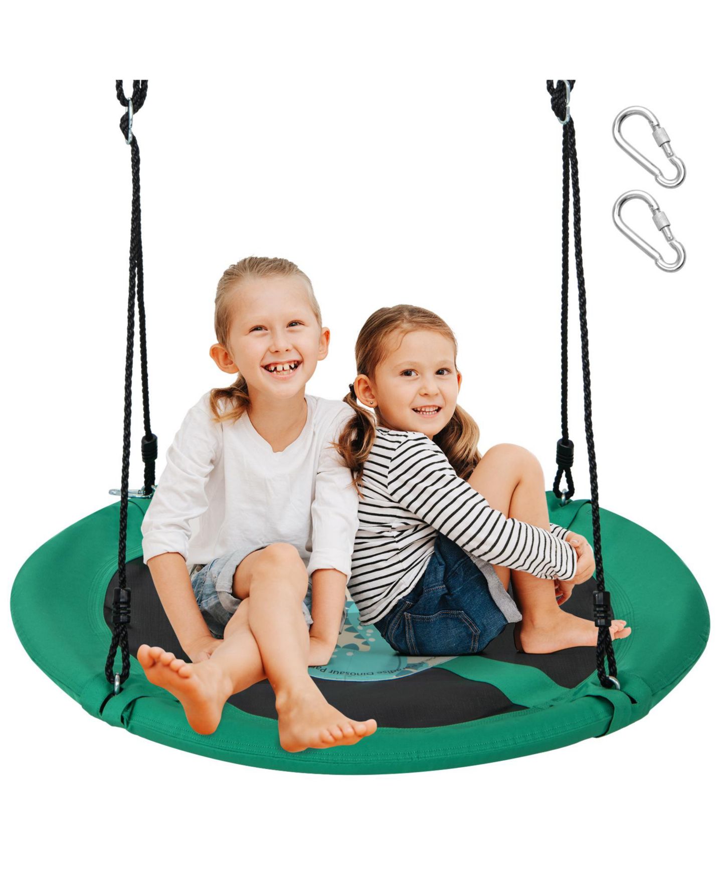 Детская игрушка Mecale 40 Inches Saucer Tree Swing Round with Adjustable Ropes and Carabiners, цвет: Зелёный — фото 1