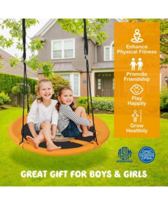 40 Inches Saucer Tree Swing Round with Adjustable Ropes and Carabiners