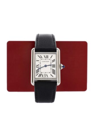Бывшие в употреблении кварцевые часы Cartier Must de Cartier Tank из нержавеющей стали и кожи 25 мм