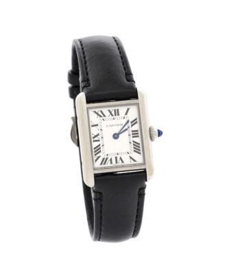 Бывшие в употреблении кварцевые часы Cartier Must de Cartier SolarBeat Tank из нержавеющей стали и кожи 22 мм