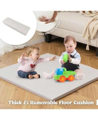 6-in-1 Kids Play Tent Playhouse with Blackboard 6 Storage Bins and Floor Cushion