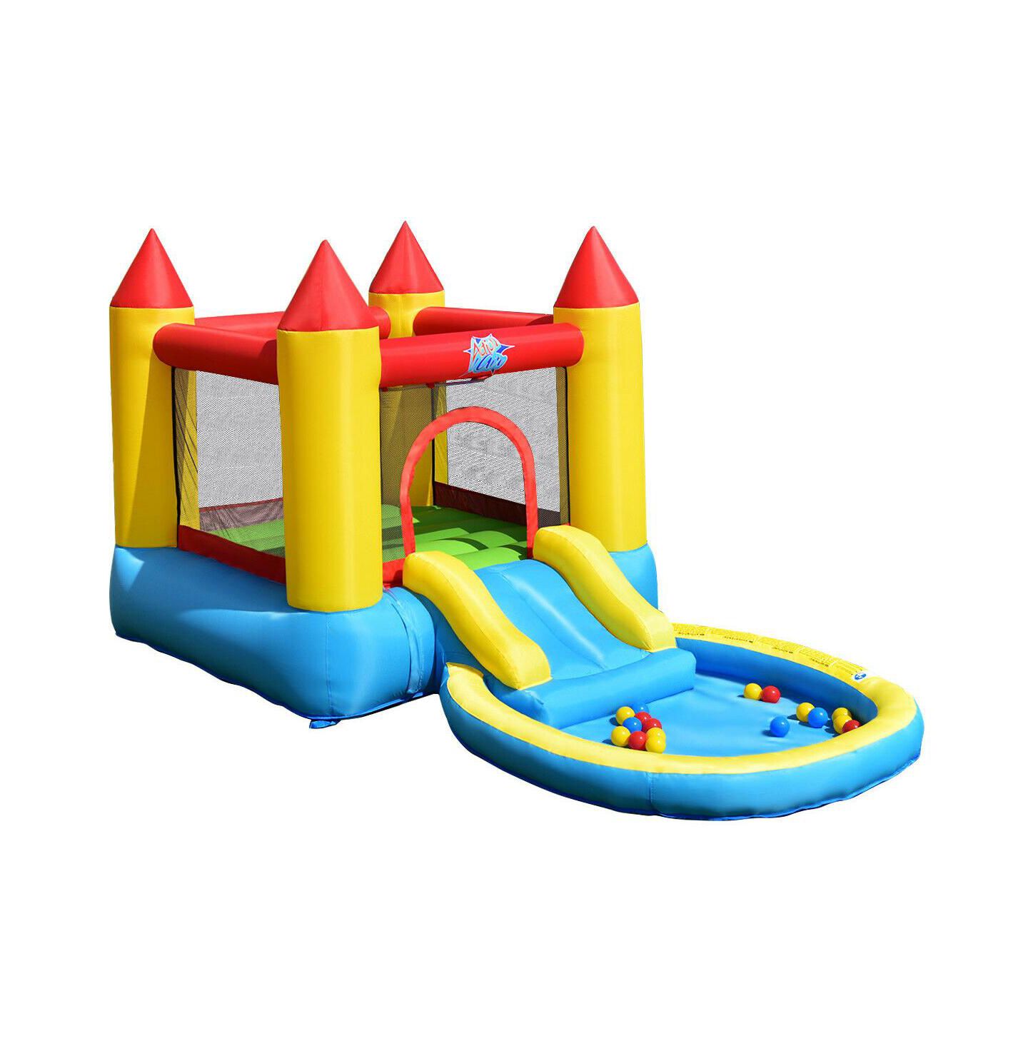 Детские игрушки Mecale Kids Inflatable Bounce House Castle with Balls Pool and Bag, цвет: Синий — фото 1