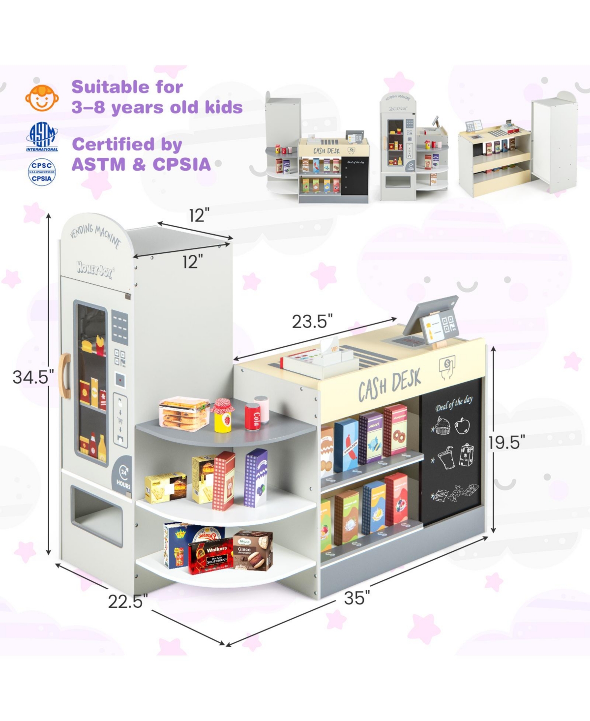 Kids Grocery Store Playset with Cash Register Pos Machine