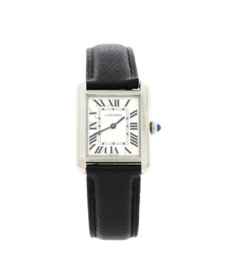 Tank Solo Quartz Watch in Stainless Steel and Leather 24mm