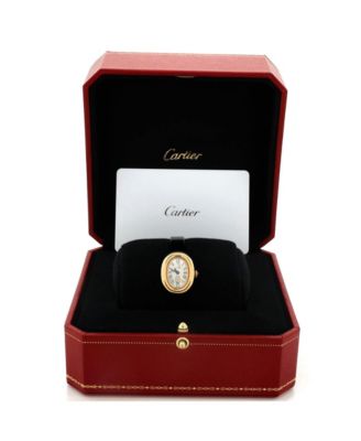 Бывшие в употреблении кварцевые часы Cartier Baignoire из золота и кожи 18 мм