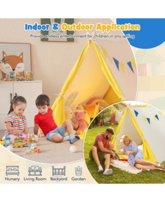 Kids Play Tent with Solid Wood Frame Holiday Birthday Gift & Toy for Boys & Girls