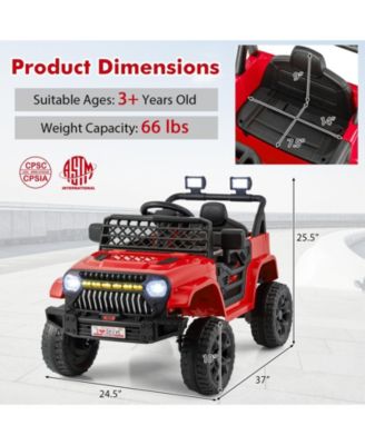 12V Kids Ride on Truck Car with Parental Remote and Music Player