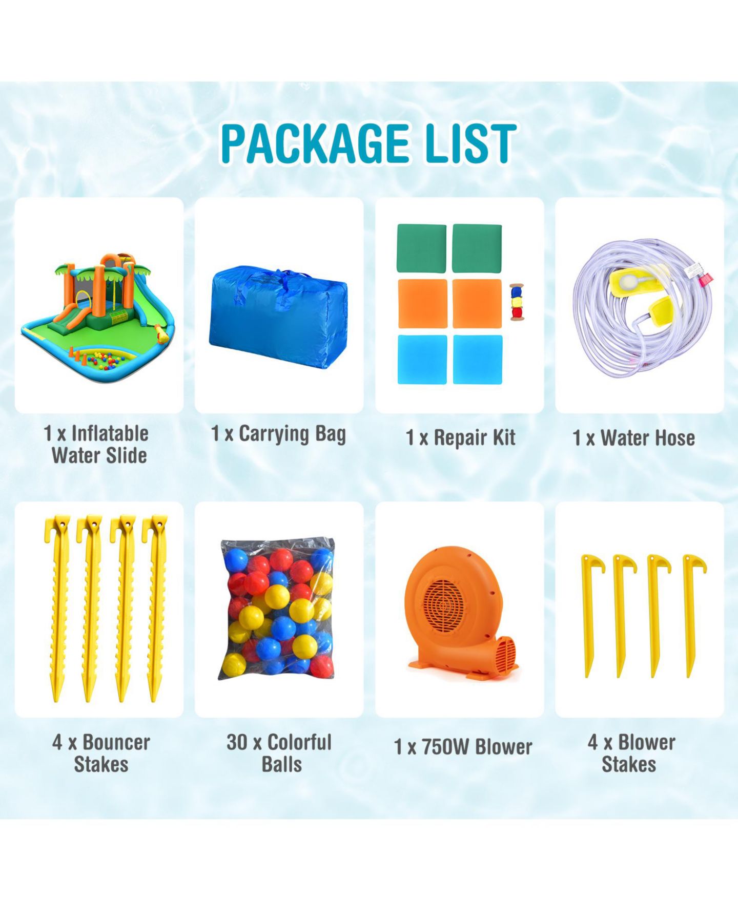 Детская игрушка Mecale 7-in-1 Inflatable Water Slide Park with Trampoline Climbing and 680W Blower, цвет: Зелёный — фото 8