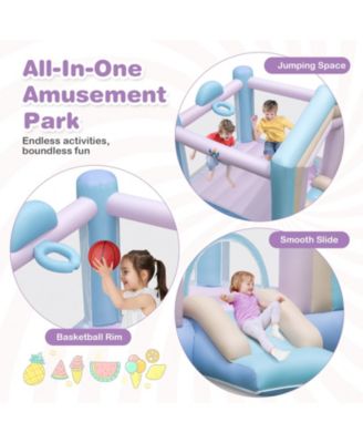 Kids Bounce House with Slide and Basketball Rim Bouncy Castle for Party with 480W Blower