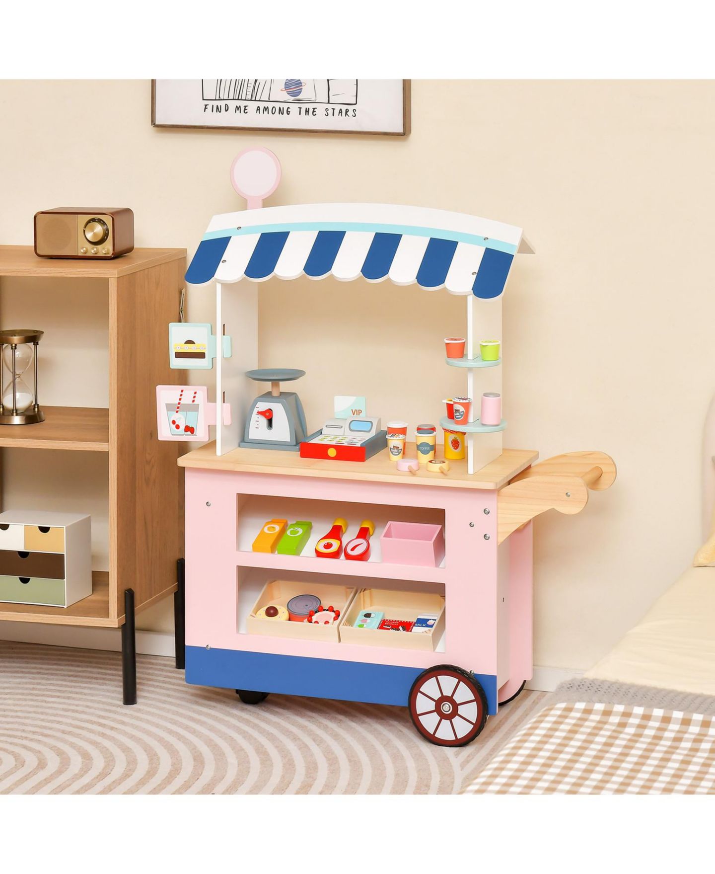 Детский игровой набор Mecale Food Cart Rolling POS Machine 30-Piece Playset, Ages 3+, цвет: Розовый — фото 9