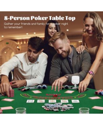 48 Inch 8-Player Foldable Poker Table Top with Carrying Bag and Cup Holders