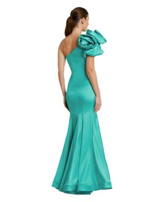 Женское атласное платье-русалка с бюстье с открытыми плечами от Mac Duggal