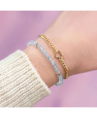 Blue Topaz Bead Bracelet 14K Gold