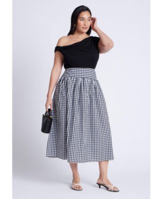 Пышная юбка в клетку ELOQUII Plus размера плюс