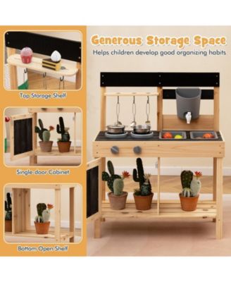 Mud Kitchen Playset Kids Play Kitchen Outdoor with 2 Removable Sinks