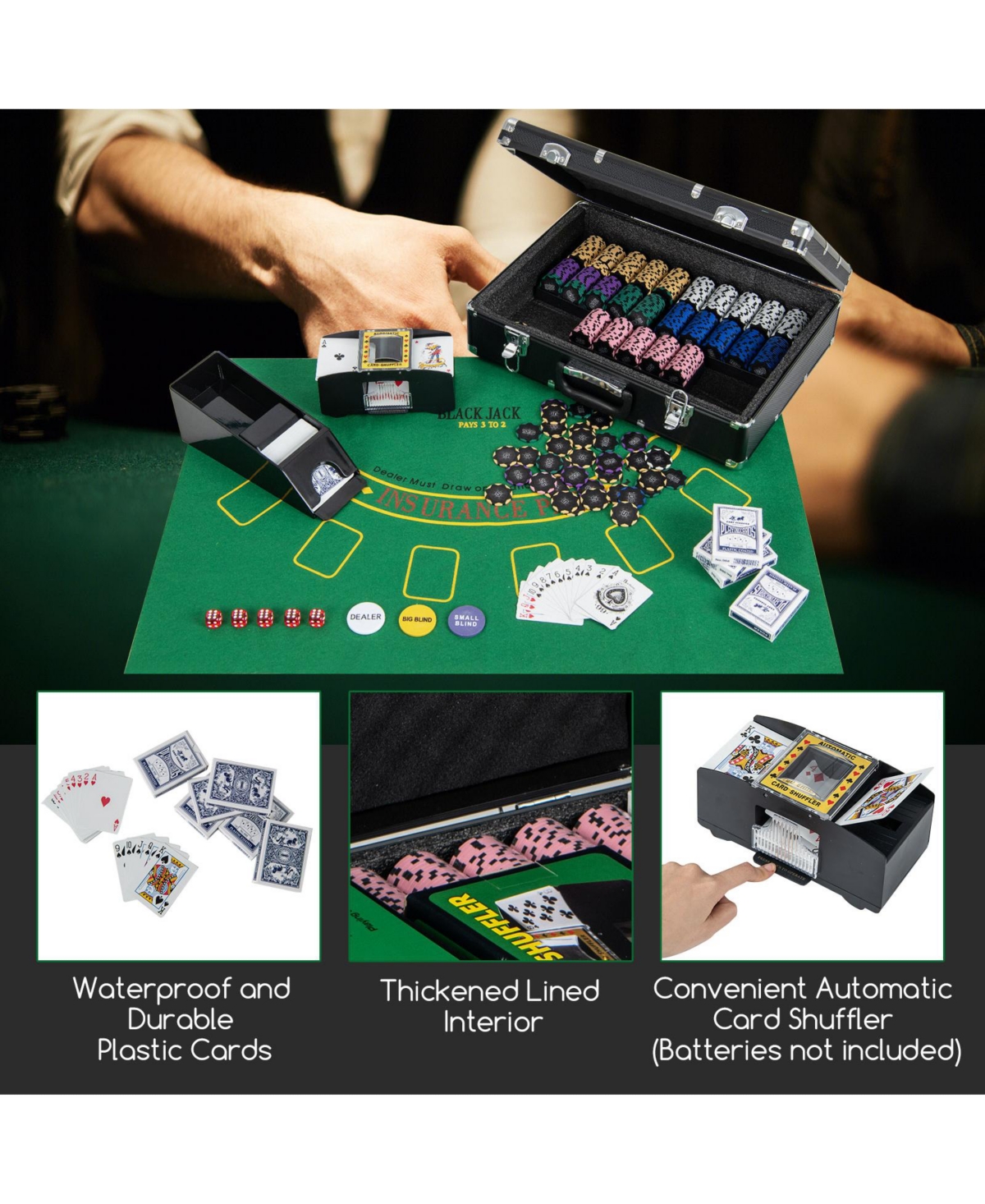 600-Piece Poker Chip Set 14 Gram Claytec Chips with Carrying Case