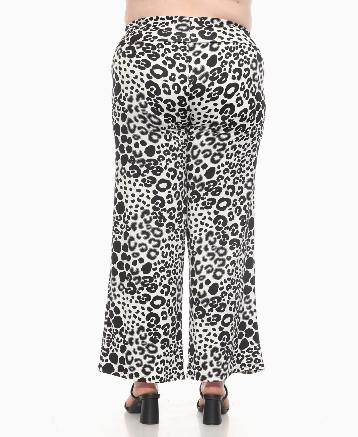White Mark Plus Size Big Leopard Print Wide Leg Pants In Black