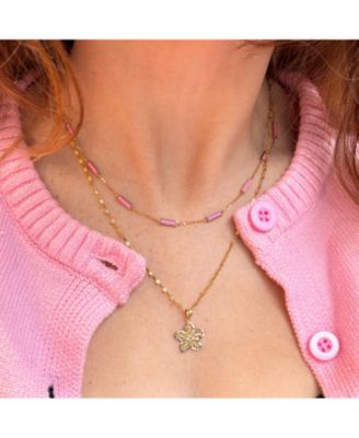 Очаровательный двухцветный золотой кружевной цветок-шарм из золота 14 Карат