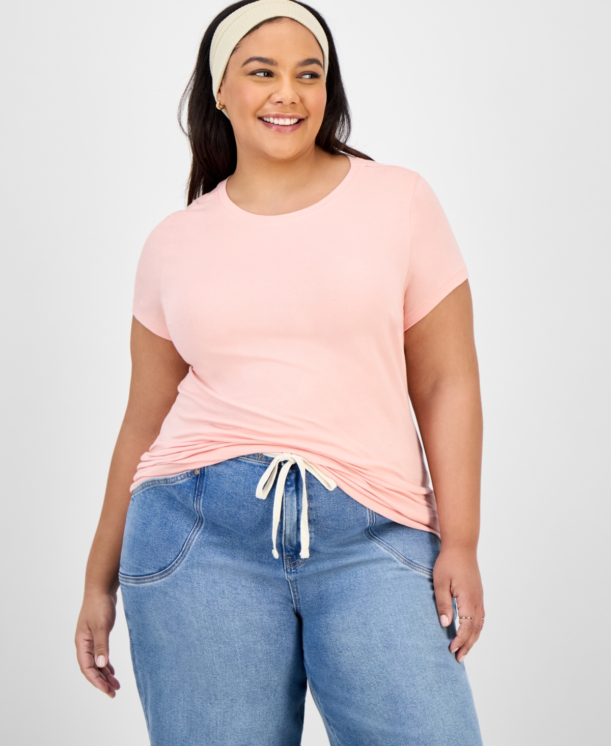 Plus Size Basic Crewneck Short-Sleeve T-Shirt - Zinfandel