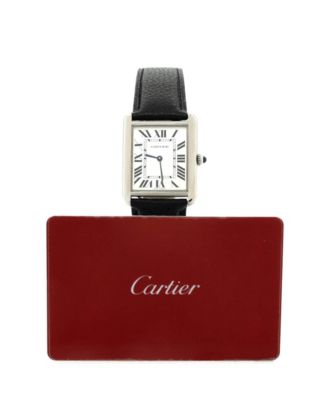 Бывшие в употреблении кварцевые часы Cartier Tank Solo из нержавеющей стали и кожи 27 мм