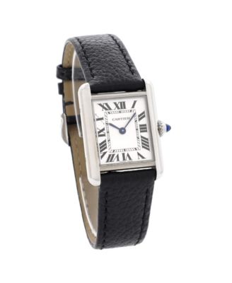Бывшие в употреблении кварцевые часы Cartier Must de Cartier Tank из нержавеющей стали и кожи 22 мм