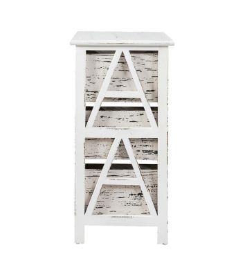 Chest w/3 Fabric Drawers Vintage Wood Frame End Table Side Sofa Table Nightstand