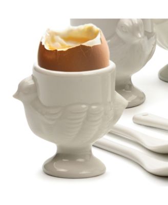 8-Piece Porcelain Egg Cups and Spoon Set 
