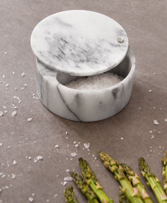 5 Ounce Marble Salt Box with Hinged Lid