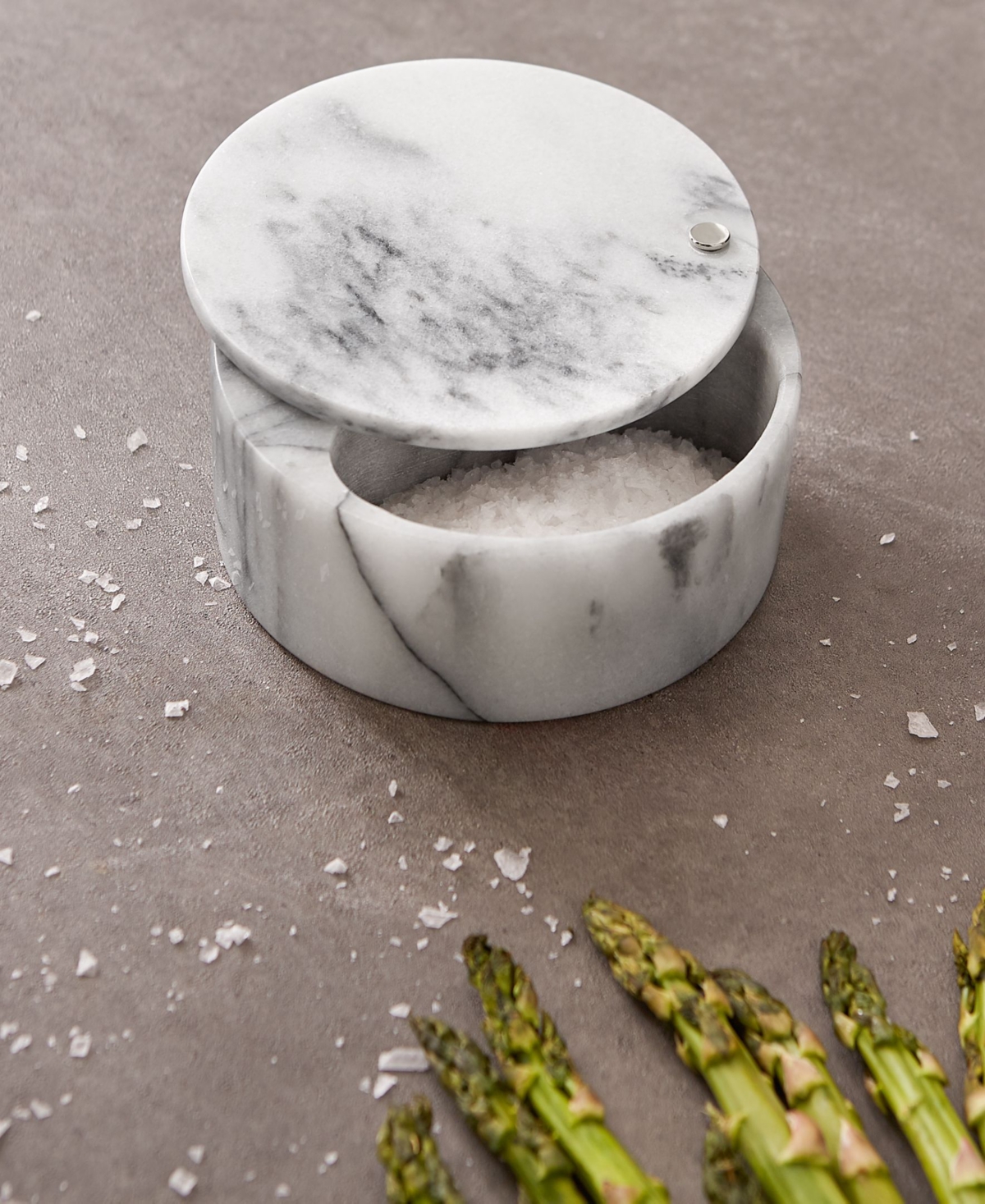 Rsvp International 5 Ounce Marble Salt Box With Hinged Lid