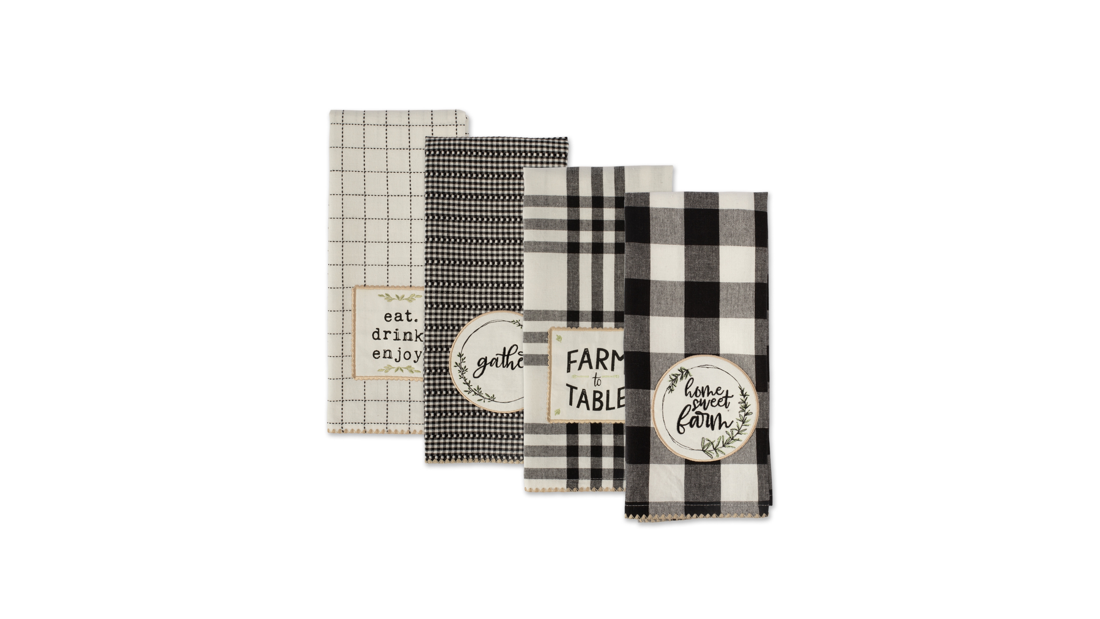 Design Imports Farm to Table Embellished Cotton Dishtowel Set, 18" x 28"