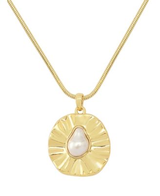 Robert Lee Morris Soho Faux Cultivated Pearl Textured Coin Pendant Necklace
