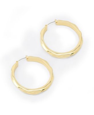 Gold Thin Textured Hoop Earrings