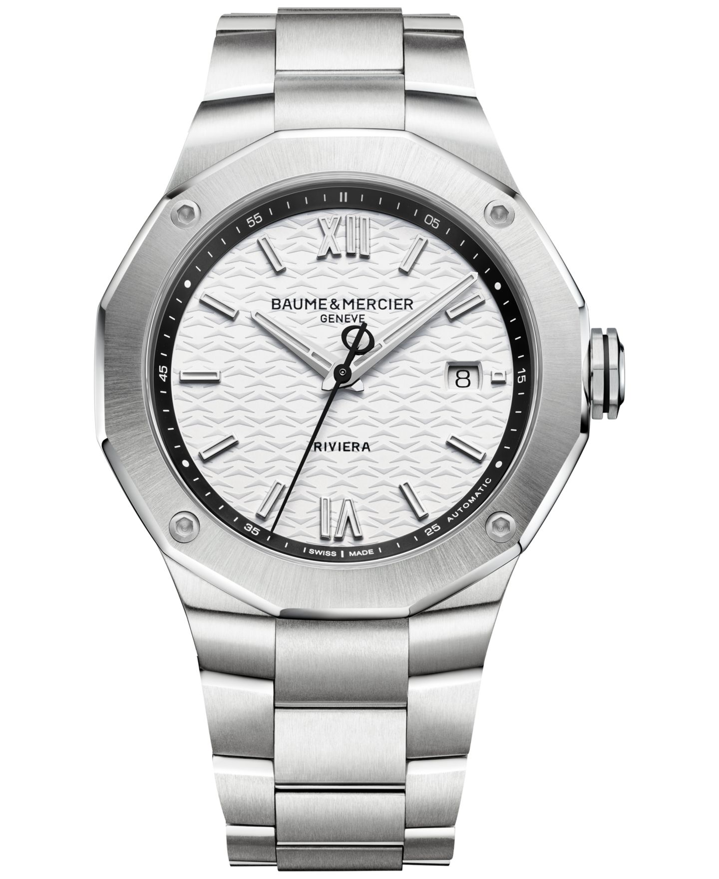 Мужские часы Baume & Mercier Swiss Automatic Riviera Stainless Steel Bracelet Watch 42mm — фото 1