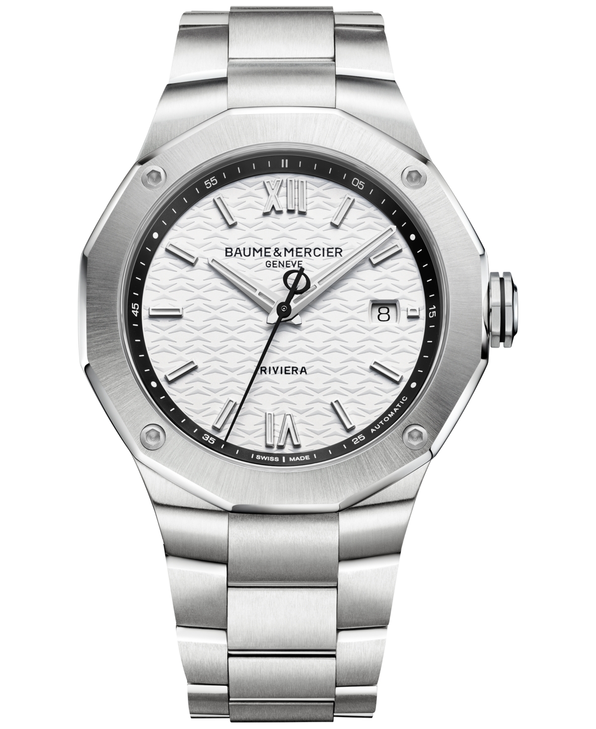 Men's Swiss Automatic Riviera Stainless Steel Bracelet Watch 42mm - White