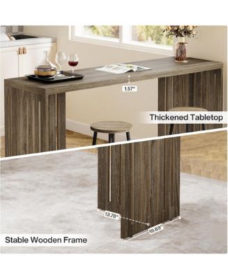 Bar Table, 63-Inch Counter Height Pub Table, Industrial Bar Height Table, Rectangular High Top Kitchen & Dining Counter Tables with Louvered Base for Narrow Space