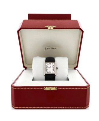 Бывшие в употреблении кварцевые часы Cartier Must de Cartier Tank из нержавеющей стали и кожи 28 мм