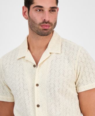 Men's Wesley Short Sleeve Crochet Camp Shirt