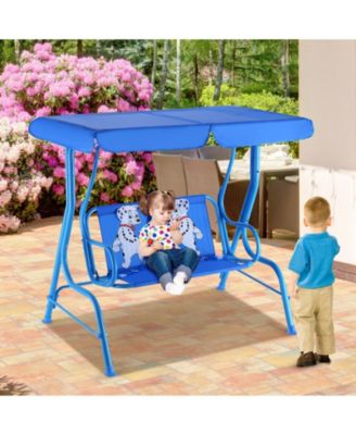 Outdoor Kids Patio Swing Bench with Canopy 2 Seats