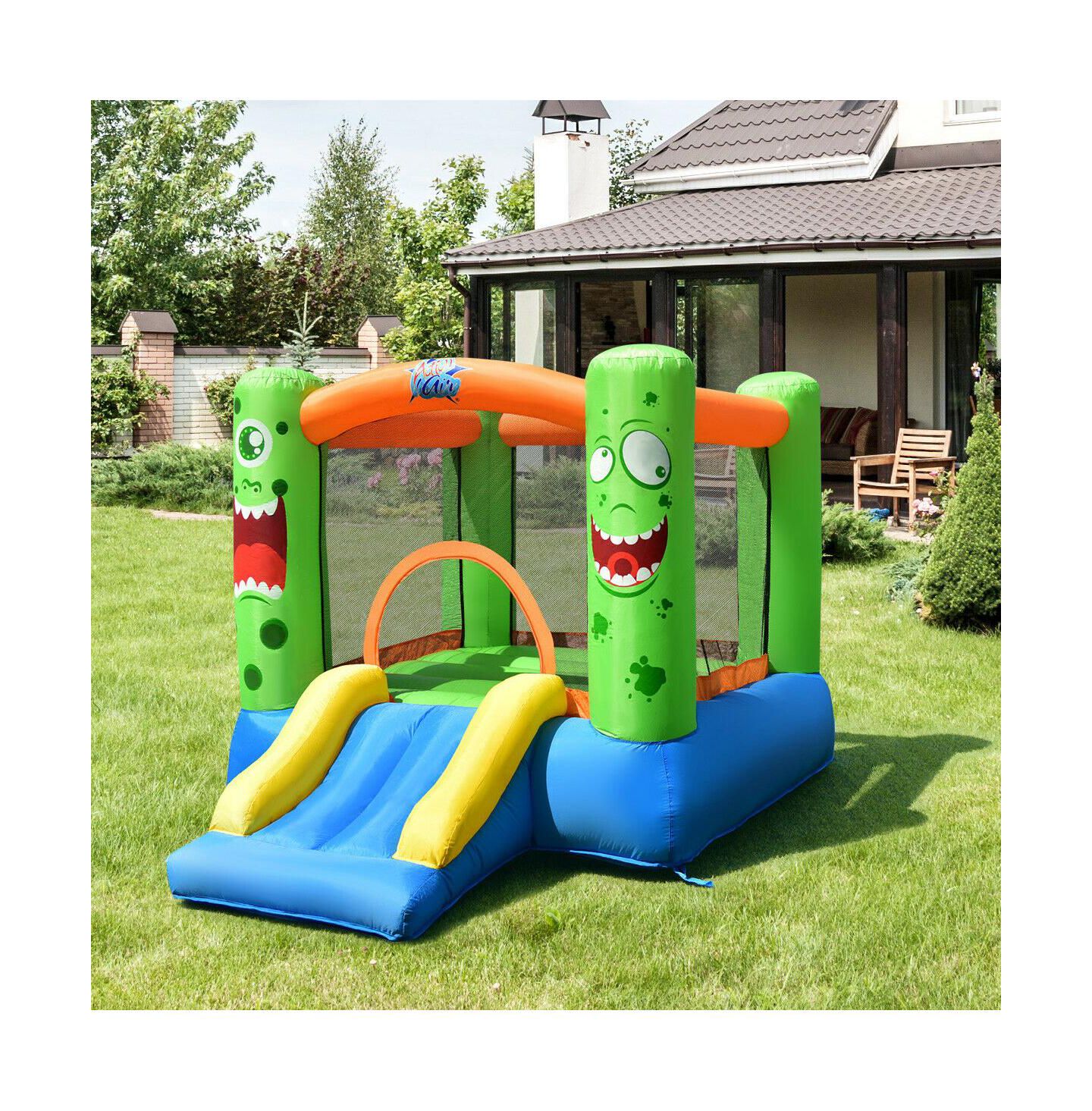 Детская игрушка Mecale Inflatable Bounce House with Slide, 110"L x 83"W x 67"H, Ages 3-10, цвет: Зелёный — фото 2