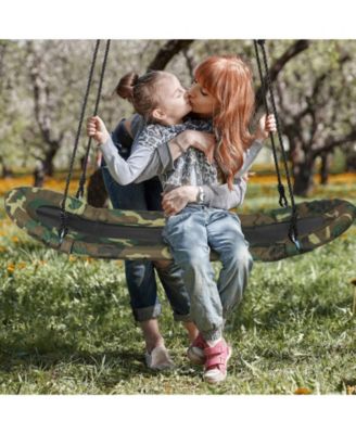 Saucer Tree Swing Surf Kids Outdoor Adjustable Oval Platform Set with Handle