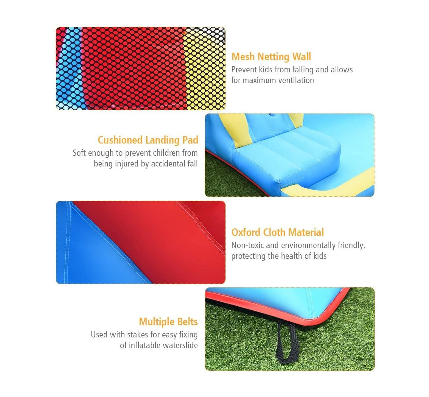 Детские игрушки Mecale Inflatable Water Slide Bounce House with Double Slides, Splash Pool & Water Cannons, Holds 5 Kids, Ages 3-12, цвет: Синий — фото 5