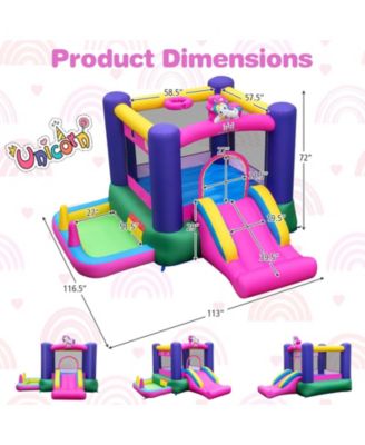 6-in-1 Bouncy Castle Inflatable Bounce House with Slide and Ball Pit with 480W Blower