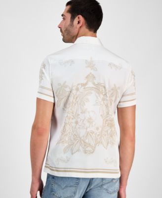 Мужская рубашка GUESS Men's Floral Mirror Charm с коротким рукавом и пуговицами спереди