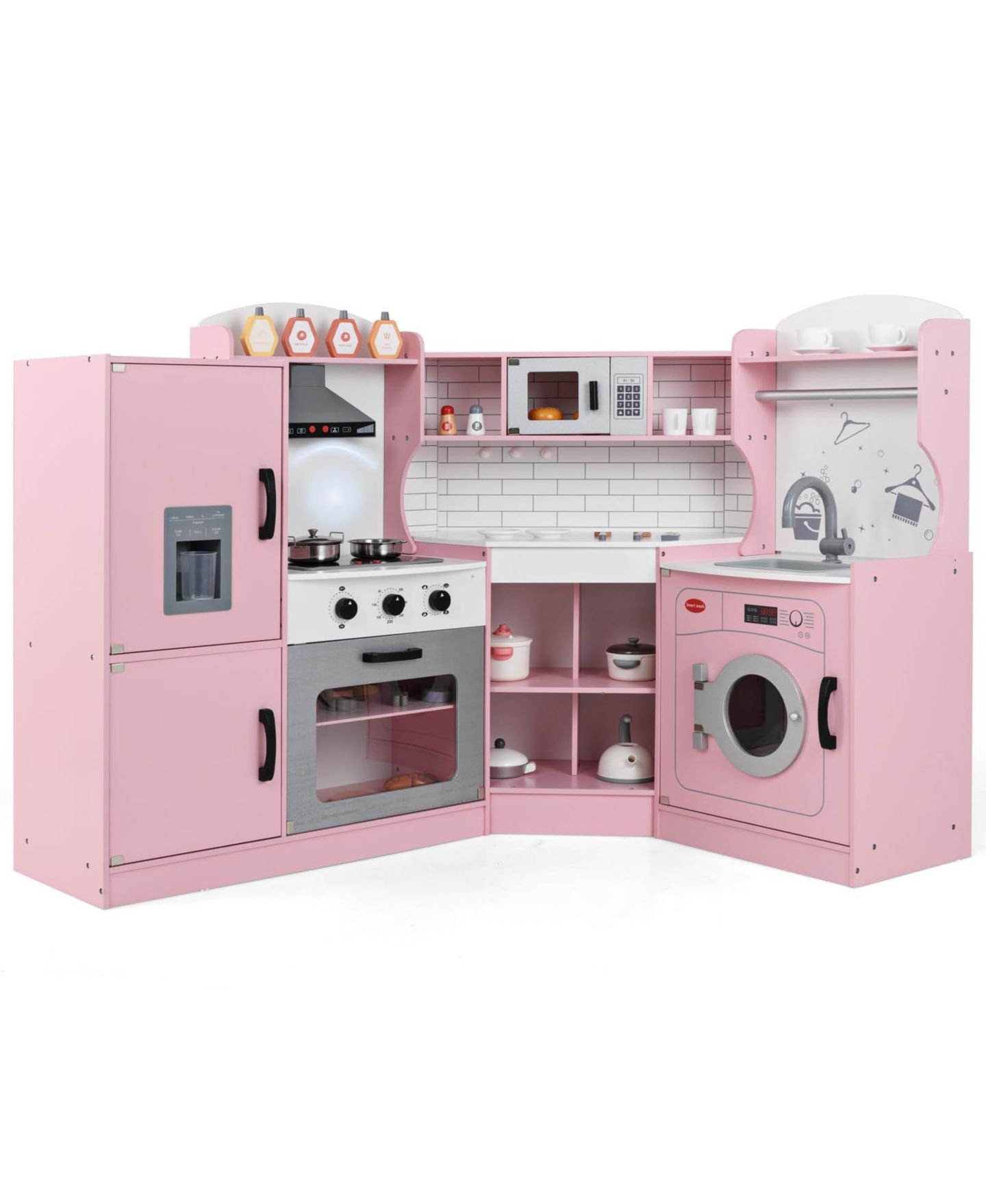 Детская игрушка Mecale Corner Wooden Play Kitchen, Ages 3+, цвет: Розовый — фото 1