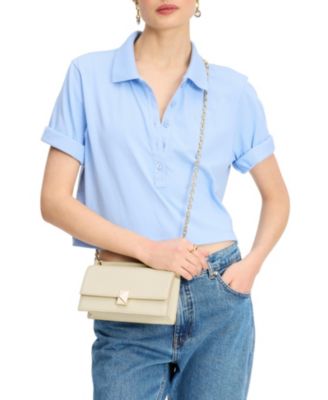 Women's Deco Pebbled Mini Flap Chain Crossbody Bag