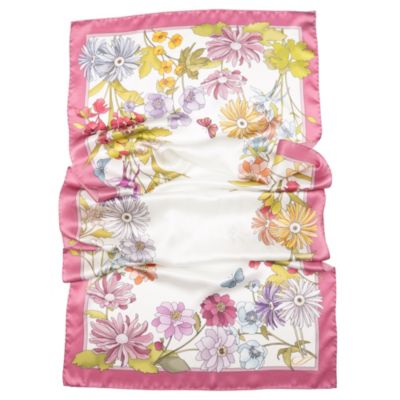 Bouquet - Long Satin Silk Scarf for Women